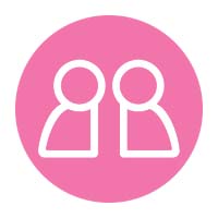 pink icon with 2 people